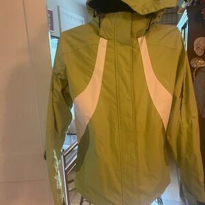 Spyder Women's Lime Green and White Ski Jacket